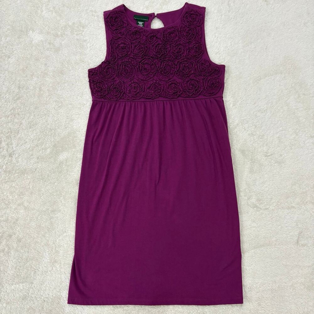 Apostrophe Womens L Plum Purple Rosette Empire Waist Homecoming Midi Dress